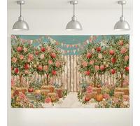 Fruits Orchard Spring Backdrop, Floral Rustic Vintage Party Decorations Backgrounds, Garden Outdoor Photography Props for Baby Shower, Summer Festivals 71x43 Inch