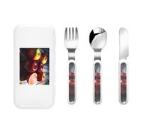 Fruits Pattern Three-Piece Set of Children's Cutlery-Safe and Durable Plastic Pp+430 Stainless Steel, Suitable for Kindergartens, Picnics, Birthday Parties and Other Scenes.