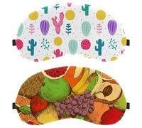Fruits Seamless Pattern 2 Pack Eye Mask, Sleeping Eye Mask for Side Sleeper, Zero Eye Pressure Night Blindfold, Adjustable Sleep Cover, Completely Block Out Light Eye Shade