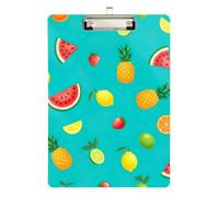 Fruits Slices Aqua Blue Clipboard Acrylic Portable Clipboards Wordpad Clipboards Standard Size with Low Profile Metal Clip for Women Men Office Supplies