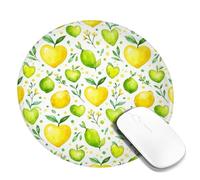 Fruits Small Mouse Pad, Spring Fanciful Lemon Heart Spring Yellow Round Rubber Washable Mini Travel Desk Mousepad Idea for Home Office Desk Laptop Gamers Gift Round 8x8 Inch