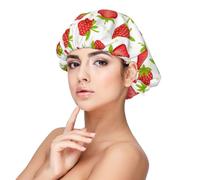 Fruits Strawberries Strawberry Pattern,Adjustable Silk Hair Wrap Adult's Satin Sleeping Cap Hair Women's Elastic Sleep Bonnet