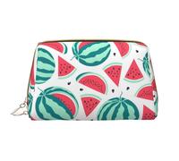 Fruits Watermelon Leather Hand-Held Zipper Makeup Bag Pen Case Stationery Box Lipstick Pouch Toiletry Bag