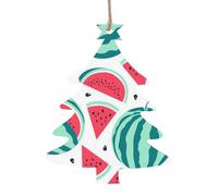 Fruits Watermelon Printed Christmas Tree Shape Xmas Ornaments 1 Pcs, Christmas wooden pendant Hanging for Xmas Tree Home Indoor Outdoor Decor