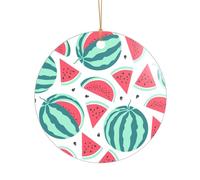 Fruits Watermelon Printed Round Shape Xmas Ornaments 1PCS, Christmas Acrylic Pendant Hanging for Xmas Tree Home Indoor Outdoor Decor 1