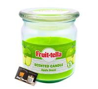 Fruittella Scented Candle in Glass Jar with Lid 227g, 20-Hour Burn Time - Fruity Original Sweets Fragrance, Novelty Candles for Women, Men - Includes ShopZee Candle Safety Tips Guide (Apple)