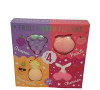Fruity Bath Fizzer Gift Set of 4 Grapes Peach Pineapple Cherries Shaped Bath Bombs Fizzy Fun Soak for Kids Women Relaxing Spa Essentials