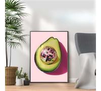 Fruity Disco Ball Prints, Funky Kitchen Wall Art, Colourful Fruit Prints, Retro Groovy Kitchen Decor, Fun Food-Themed Artwork (Avocado Disco Ball, A4 Print Only (30x21cm))