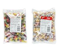 Fruity Fiesta Double Delight: Two Large Bags of Gummy Fruit Delights - American Hard Gums 3kg and Jelly Babies 3kg - 1,8