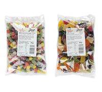 Fruity Fiesta Double Delight: Two Large Bags of Gummy Fruit Delights - American Hard Gums 3kg and Natural Fruit Jellies 3kg - 1,16