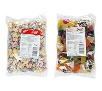 Fruity Fiesta Double Delight: Two Large Bags of Gummy Fruit Delights - Jelly Babies 3kg and Natural Fruit Jellies 3kg - 8,16
