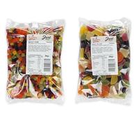 Fruity Fiesta Double Delight: Two Large Bags of Gummy Fruit Delights - Midget Gums 3kg and Natural Fruit Jellies 3kg - 13,16