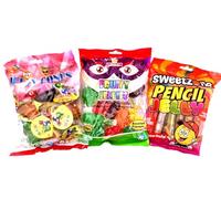 Fruity Jellies, Fruit Jelly Straws & Jelly Cones. 3 Full Bags (40 pieces). Halal, Vegetarians & Fat free.