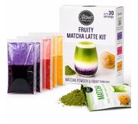 Fruity Matcha Kit - Makes 30 Drinks | Blueberry, Strawberry and Mango Fruit Syrups with Pure Matcha Powder made from 100% Green Tea | Create Café-Style Layered Matcha Lattes | THE TEASHED