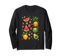 Fruity Vibes Cute Fruit Graphic Cheerful Drawing Long Sleeve T-Shirt