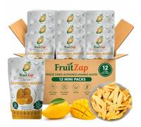 FruitZap Freeze Dried Alphonso Mango Mini Packs (12 × 10g) | 100% Real Fruit, No Added Sugar, Vegan & Gluten Free, Naturally Crunchy Snack for Home, Travel & Breakfast, lunchbox friendly