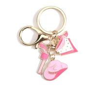 FRULX Creative Western Cowboy Hat Keyring with Pink Hat and Pistol Charm for Personalised Gifting, Ideas for Keychains, Bag Charms, Birthday and Friendship Gifts for Women and Her