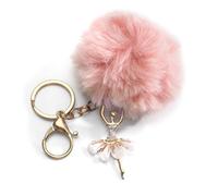 FRULX Cute Ballerina Girl Rhinestone Pink Plush Keychain Bag Charm for Women, Girls and Couples, Birthday, Friendship Gift, Keychain Charm for Mom, Sister, Bestie or Girlfriend