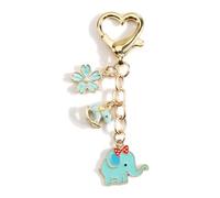 FRULX Cute Blue Elephant Keyring with Flower Charm, Creative Key Rings for Women, Friends and Mum, Gifts for Birthdays, Sisters, Girlfriends, Boyfriends, Stylish Bag Charm Accessory