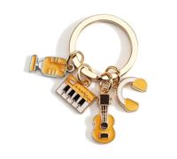 FRULX Cute Guitar Music Themed Keychain for Women, Music Keychain, Great Personalised Gift with Friendship Star Charm, Birthday Gifts for Mum, Sister, And Ladies, Stylish Bag Charm for Travelers (2)