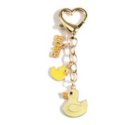 FRULX Duckling Keychain, Keychain with Cute Little Duck and Flower Pendant, Modern Artwork for Women, As a Gift for Girlfriends, Birthday Gifts and Small Birthday Gifts (Yellow)