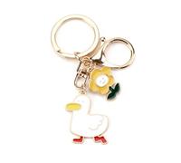 FRULX Duckling Keychain, Keychain with Cute Little Duck and Flower Pendant, Modern Artwork for Women, As a Gift for Girlfriends, Birthday Gifts and Small Birthday Gifts (White)
