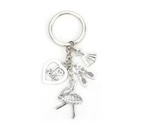 FRULX Elegant Ballerina Keyring,Stainless Steel Keychain Accessory with Dress,Ballet Shoes,Cute Keychain Gift for Women,Friends and Kids,Perfect for Good Luck Gifts and Travel Charms (B)