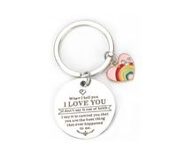 FRULX Heart Rainbow Pendant Keychain, Stainless Steel Cute Keychain Accessories with Inspirational Quote for Good Luck Gifts, Perfect Women's Keychain for Birthday, Valentine's Day and Everyday Love