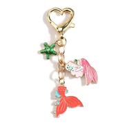 FRULX Ocean Keychain Accessories,Cute Mermaid Shell and Seahorse Design in Pink, Perfect Good Luck Gift for Friends, Family,Kids and Couples, Small Keychains for Women and Travel (C)