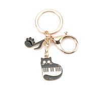 FRULX Personalised Cat Keyring for Women, Unique Birthday, Love Gifts for Her, Sister, Mum, Girlfriend, Cute Bag Charm for Friends, Women and Cat Lovers (Silver3, S)