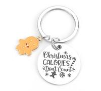 FRULX Personalised Stainless Steel Gingerbread Man Keychain,Gift for Christmas,Thank You or End of Year,Cute Metal Keyring for Women,Friendship Gifts,Novelty Keyrings,Friendship Gifts for Women
