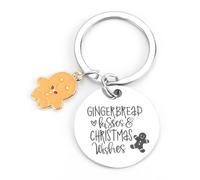 FRULX Personalised Stainless Steel Gingerbread Man Keychain,Personalised Gifts,Personalised Keyring,Friendship Gifts for Women,Keyrings & Keychains,Bag Charm,Cute Keyring,Novelty Keyrings