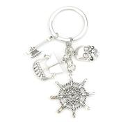 FRULX Pirate Themed Keychain, Stylish Nautical Ship Wheel Skull Keyring, Heartfelt Gifts for Friends, Mum, and Sister, Unique Birthday and Occasion Gifts for Women