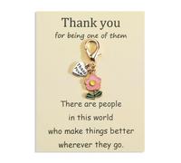 FRULX Small flower Keyring with Thank You Card, Cute Small Flower Pendant, Fashionable Gift for Her, Unique Friendship Gifts for Women, Gifts for Mum, Sister, Creative, Fashionable Bag Charm (Pink)