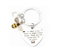 FRULX Stainless Steel Bee Keychain with Heart Pendant,Perfect for Gifts for Women,Cute Keyring for Friends,Mum Birthday Gifts,Teacher Appreciation and Good Luck Gifts,Personalised Graduation Gifts
