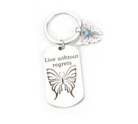 FRULX Stainless Steel Butterfly Keychain with Inspirational Quotes，inspirational Gifts for Women,Gifts for Colleagues,Birthday Gifts for Girls, Cute Keyrings for Friends and Mums,Butterfly Gifts