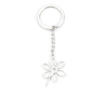 FRULX Stainless Steel Floral Keychain,Cute Simple Flower Pendant Key Ring for Women,Perfect Gifts for Friends,Mum and Sisters,Personalised Keychain,Presents for Friends (D)