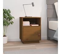 fruma pine wood bedside cabinet with 1 door in honey brown
