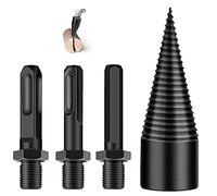 Frunimall Wood Splitter Drill Bit, 4 Pcs Firewood Splitting Log Splitter Drill Bit, Removable Heavy Duty Drill Screw Cone Driver Screw with 3 Handles for Household Electric Drill (42mm)