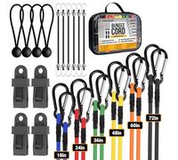 Frunop Heavy Duty Bungee Cords with Carabiner Hooks and Assorted Sizes 26 Piece 72", 60", 48", 36", 24", 18" - Includes 4 Ball Bungie, 4 Tarp Clips, 6 Small Bunjee Chords, and a Free Organizer Bag