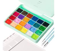 Frunsi Gouache Paint Set, 24 Colours x 30ml with 3 Brushes & a Palette, Jelly Gouache Opaque, Vivid, Smooth Gel Watercolor Paint Kit with Portable Case, Easy Paint Kit for Beginner
