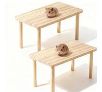 Fruobeyla Hamster Platform Set, 2-Piece Wooden Modular Playground & Hide, Cage Accessories for Dwarf Syrian Hamsters, Gerbils, Mice, Degus (Rectangle+Rectangle)