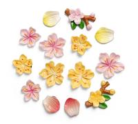 FRUOR Sakura Flower Shoe Charms Set, 14, 16 Pcs Aesthetic Petal Shoe Charms Aesthetic for Girls, Women, and Kids, Pink, Yellow, White Colors, yellow and pink 14 pcs, L