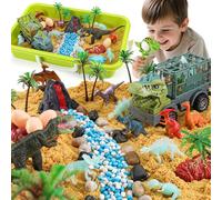 FRUSE Dinosaur Sensory Bin Toys,Play Sand Art Kit with Sensory Play Sand,Glow in the Dark Dinosaurs,Dino Magnifying Glass and Sandbox,Learning Toys for Kids Ages 3 4 5 6 7 8