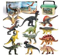 FRUSE Dinosaur Toys for Boys 3-5 with 12 PCS Realistic Dinosaur Figures | Plastic Jurassic Toy Dinosaur, Dino Learning Book, Storage Box, Educational Toys, Gifts for Boys and Girls 3 4 5 6 7 8