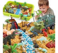 FRUSE Play Dinosaur Sand Art Kit with Dinosaur Toy and Sensory Bin for Kids