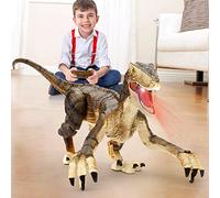 FRUSE Remote Control Dinosaur Toys for Boys, 2.4Ghz Electronic Walking RC Dinosaur Robot w/Sounds & LED Light, Realistic Jurassic Dino Raptor for Kids Age 6+