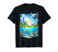Frutiger Aero Earth City Ocean Harmony Clownfish Compass T-Shirt
