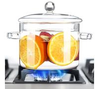FrutPunch 1.5L Glass Saucepan with Lid, Glass Cooking Pots on Stove, High Borosilicate Simmer Pot, Heat-Resistant Safety Glass Soup Pot for Stove, Suitable for Pasta, Soup, Milk, Fruit, Tea
