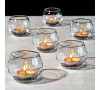 FrutPunch 6Pack Tea Light Candle Holders, Glass Candle Holder Transparent Votive for Engagement, Wedding, Party, Gift Giving and Other Occasions